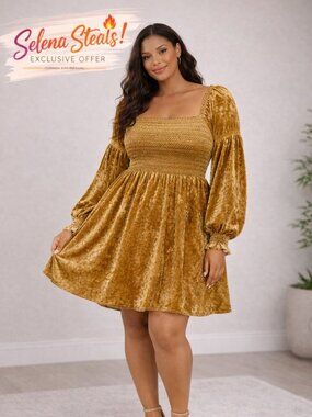 Selena Steal!: Coco & Jaimeson Decorative Smocked Velvet Dress Size XL Preloved